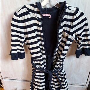 Juicy Couture Navy and White Striped Hooded Robe